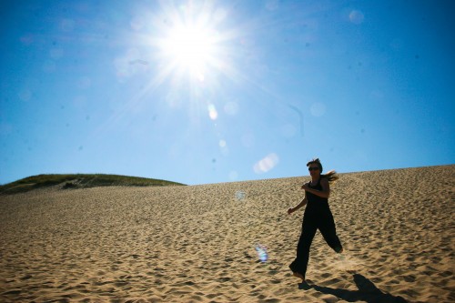 Girl Running on Dunes MI