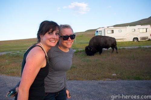 Eeeek it's a bison Janetha and Jenn