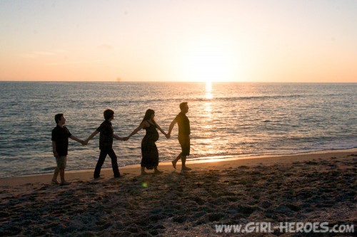 Family Holding Hands Beach FL 1