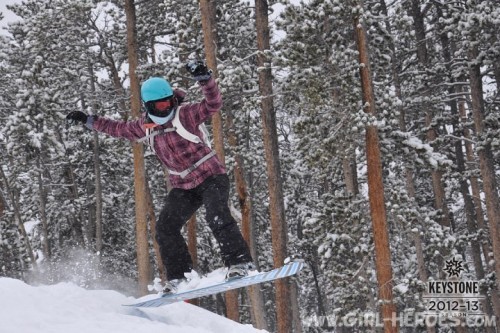 Jenn Jumping Snowboard Keystone