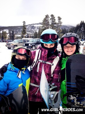 Mom and her boys Snowboarding CO