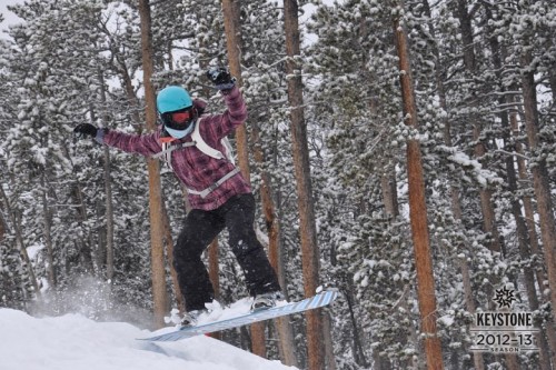 Jenn Jumping Snowboard Keystone