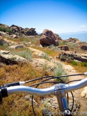 View from a bike Antelope Island UT